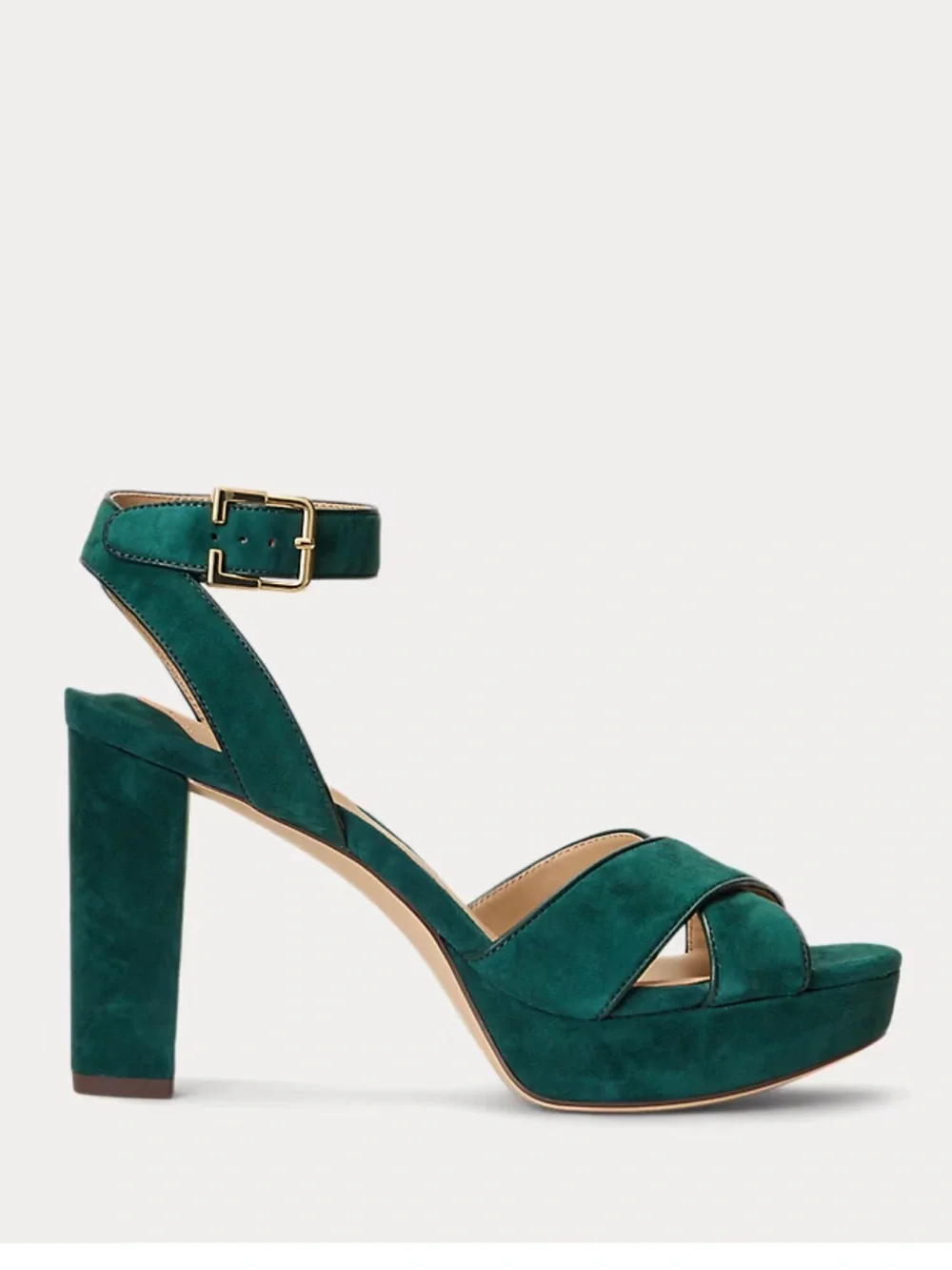 Lauren Ralph Lauren Sasha Suede Platform Sandals Emerald / Forest Green Size 9